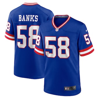 mens nike carl banks royal new york giants classic retired p